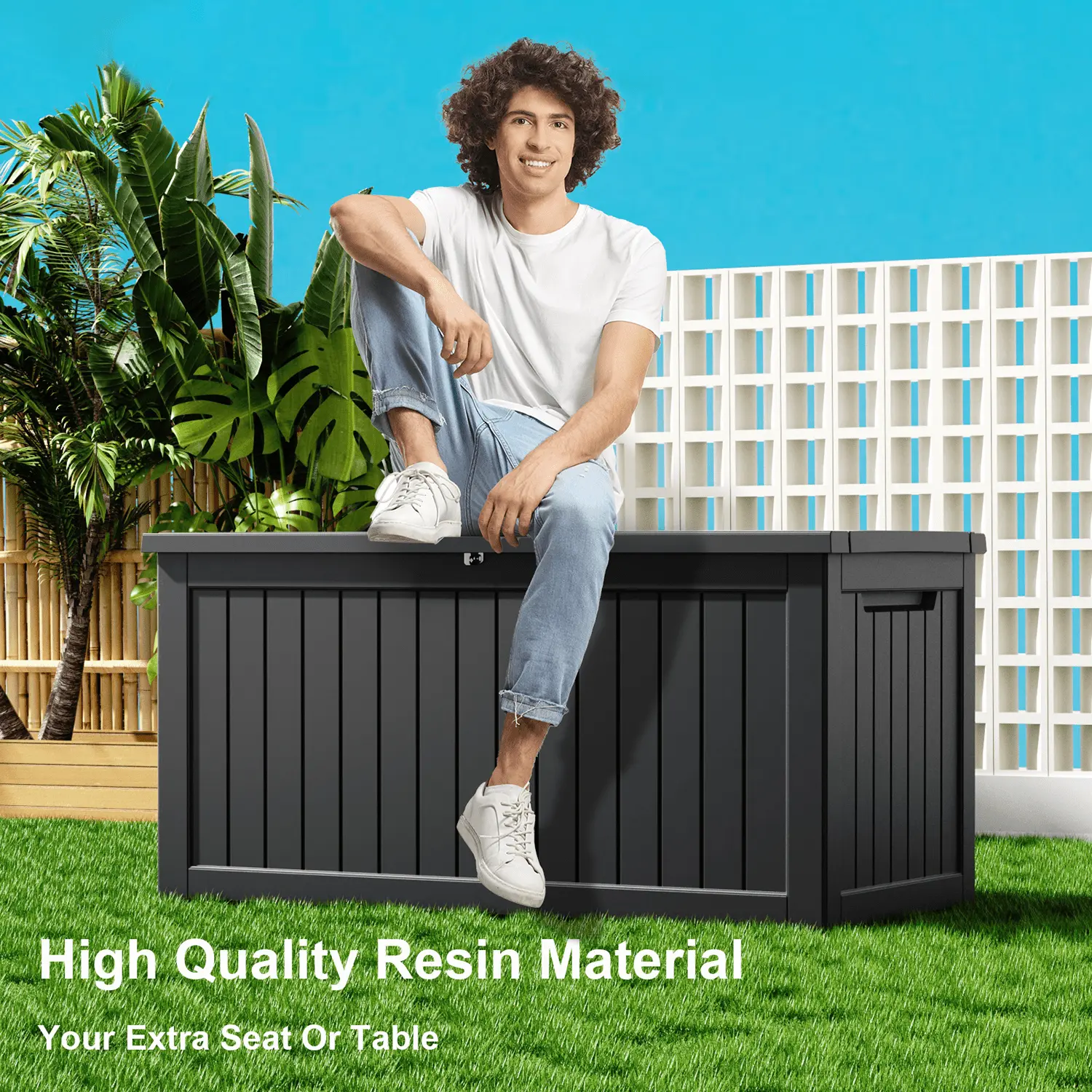 230 Gallon Large Deck Box.Outdoor Storage Box for Patio Furniture.Patio Cushions. Gardening Tools.Pool Supplies.660lbs Weight Capacity.Waterproof Resin Storage Boxes