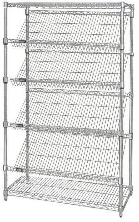 24 Deep x 36 Wide x 74 High 6 Tier Slanted Wire Shelf Starter Shelving Unit