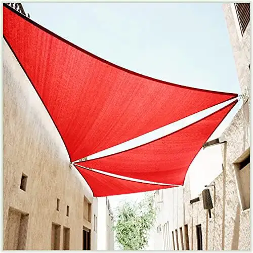 24' x 24' x 33.9' red sun shade sail right triangle ctslrt24 - canopy mesh fabric uv block - heavy duty - 190 gsm years warranty - 3