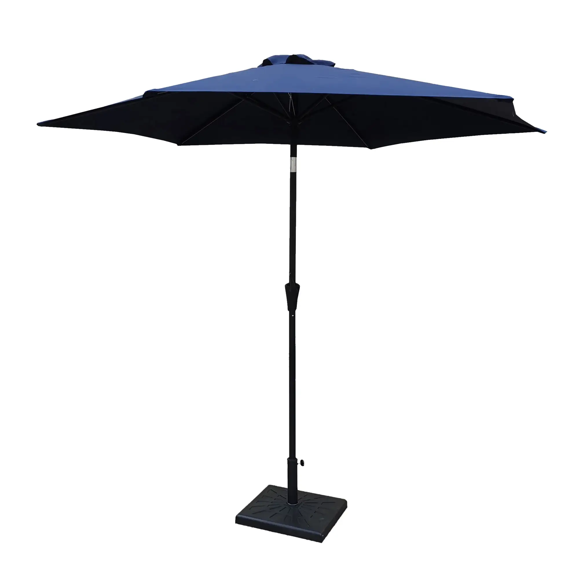 8.8ft Patio Umbrella. Outdoor Umbrella. Market Umbrella with Push Button Tilt and Crank lift. Beach Umbrella with 42 Pound Square Resin Umbrella Base. for Garden. Lawn. Backyard & Pool. Navy Blue