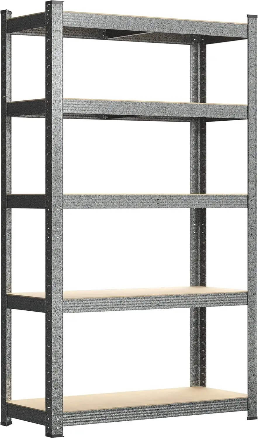 28 W x 12 D x 59 H Garage Storage Shelves. 5 Tier Adjustable Storage Shelving Unit. Utility Standing Shelf Rack Organizer for Warehouse Kitchen Pantry Closet Basement. Silver Grey