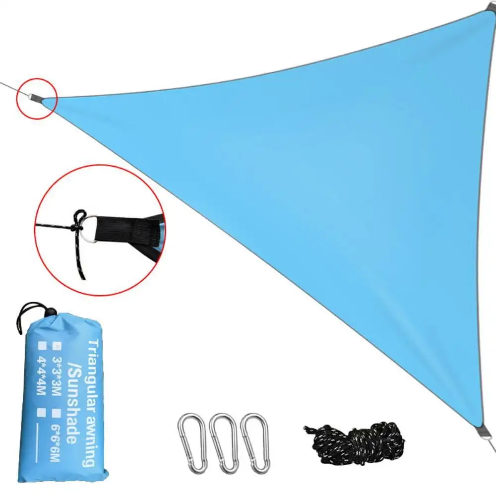 DFITO Sun Shade Sail Triangle Waterproof 9.8 inch Outdoor Garden Patio Party Sunscreen Awing Triangle Canopy 98% UV Block with Free Rope.Blue