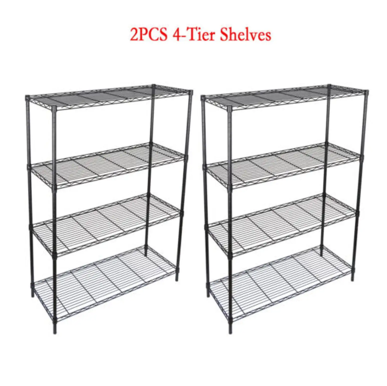 2PCS 4-Tier Metal Wire Rack Shelving Unit Kitchen Garage Rack Heavy Duty Storage