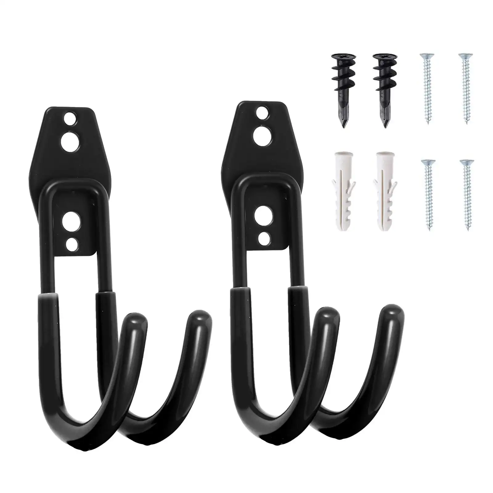 2Pcs Garage Hooks Heavy Duty Bike Storage Hooks Metal Tool Hangers Utility Hooks for Garage Garden Tools Organizer Ladders Black