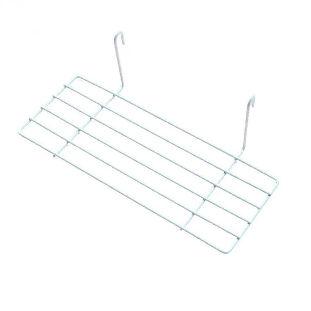 25x10cm Wire Storage Basket Rack Straight Shelf for Grid Panel Display (White)