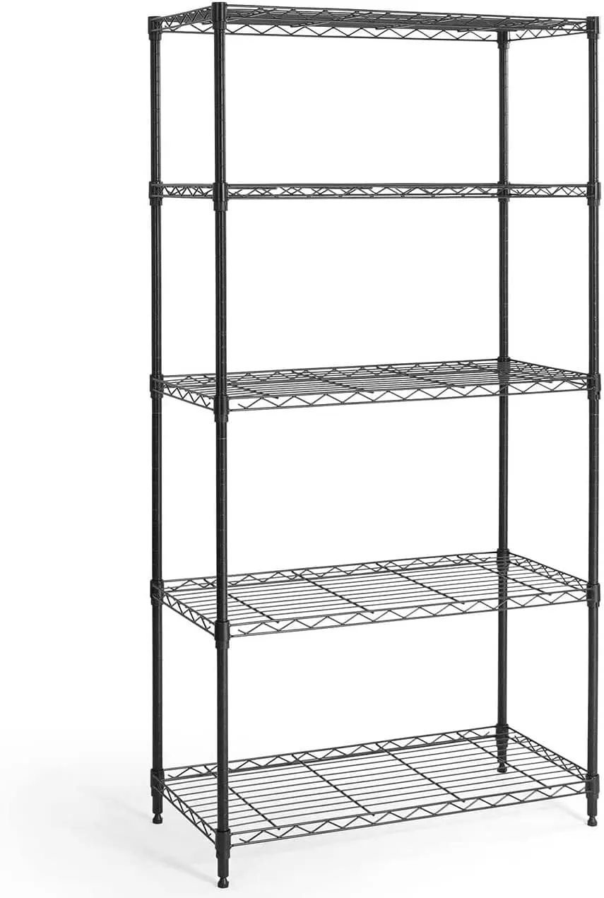 3/4/5-Tier Adjustable Height Wire Shelving Unit. Wire Rack Shelving. Metal Steel Storage Shelves. Garage Shelving Storage Organizer. Utility Storage Shelf. 5-Tier Without Wheels. Black