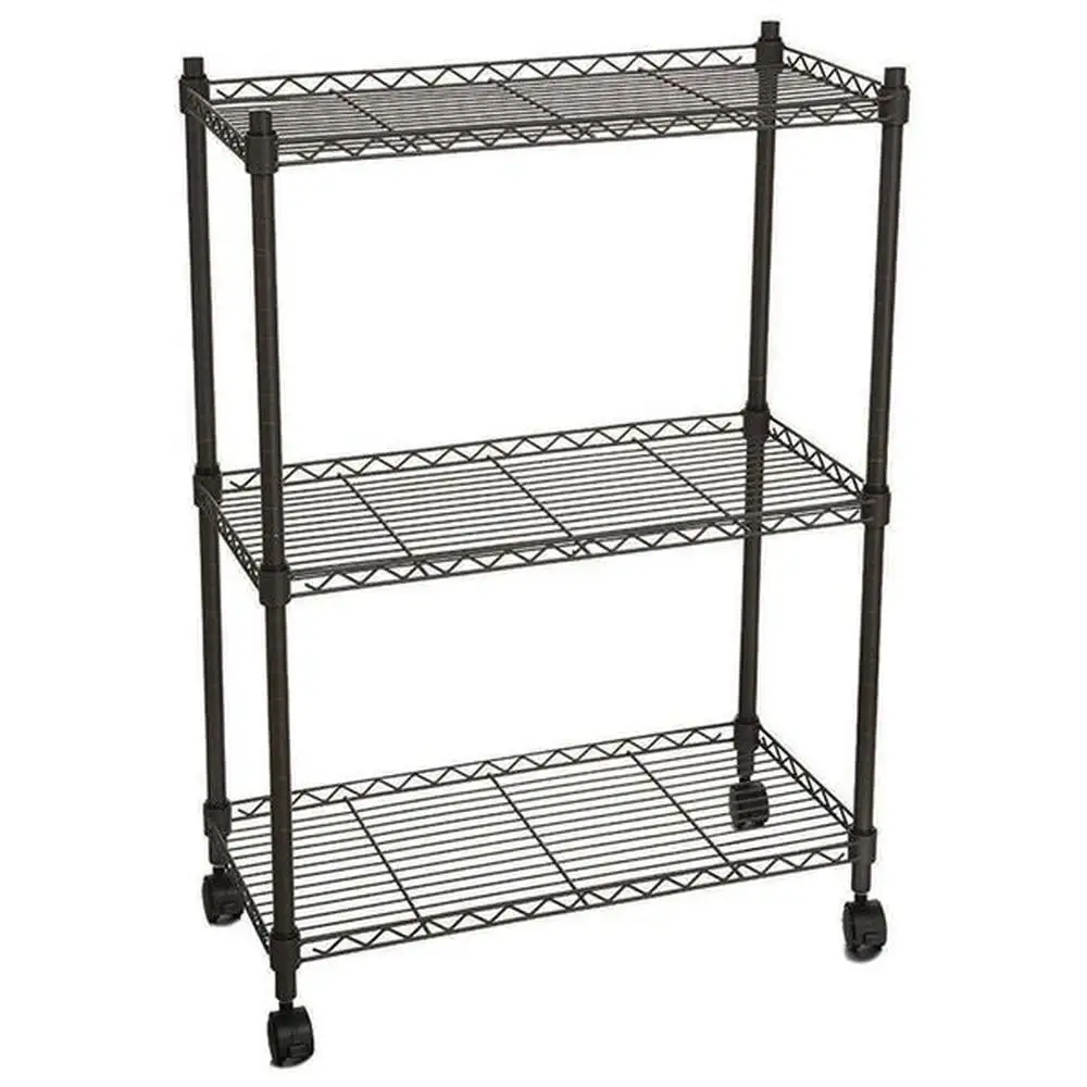 3-Layer Shelf with 1.5 Rolling 24 x 14 x 33 Black