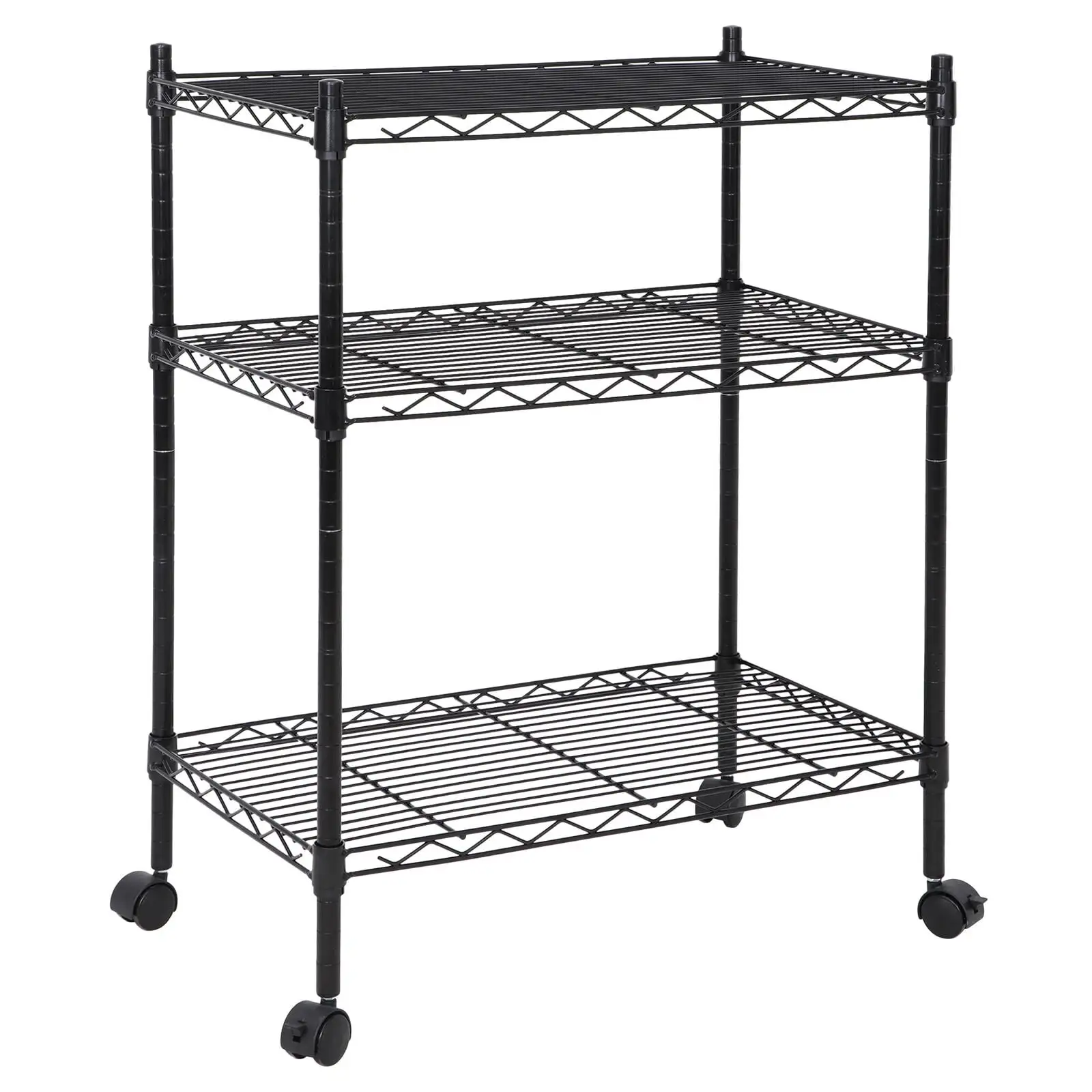 3-Shelf Heavy Duty Storage Shelving Unit Steel Organizer Wire Rack w/Wheel Black