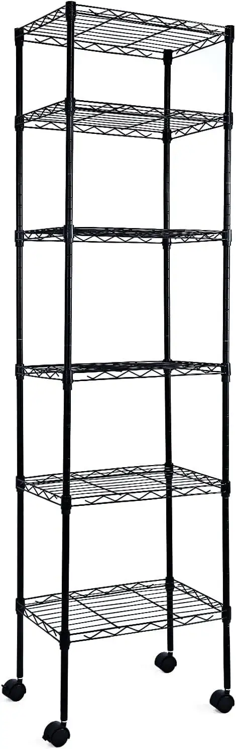 3-Shelf Shelving with Wheels. Adjustable Storage Units. Steel Organizer Wire Rack. Chrome