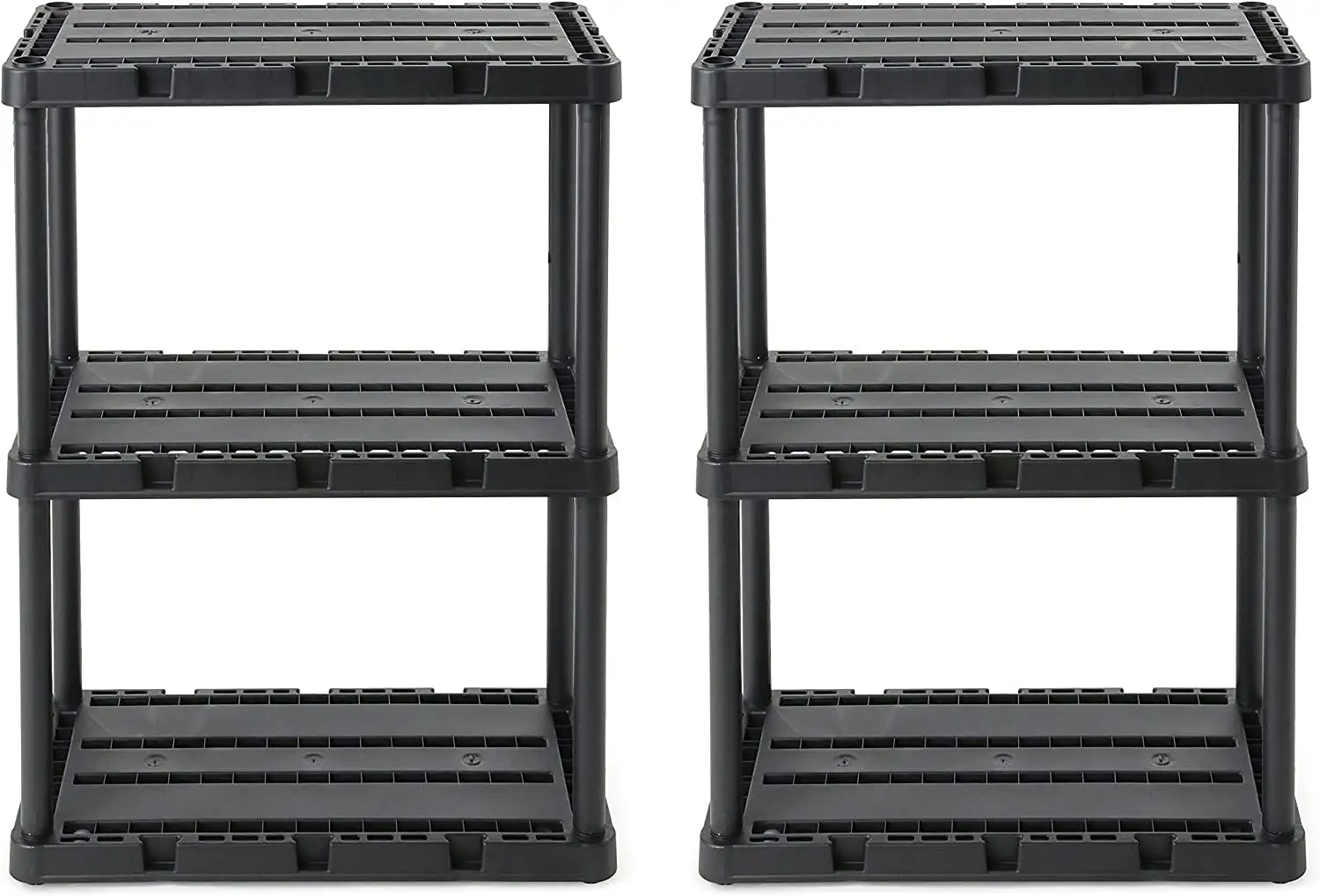 3 Shelf Solid Light Duty Storage Unit 24 x 12 x 33 Organizer System for Home. Garage. or Basement. Black (2 Pack)