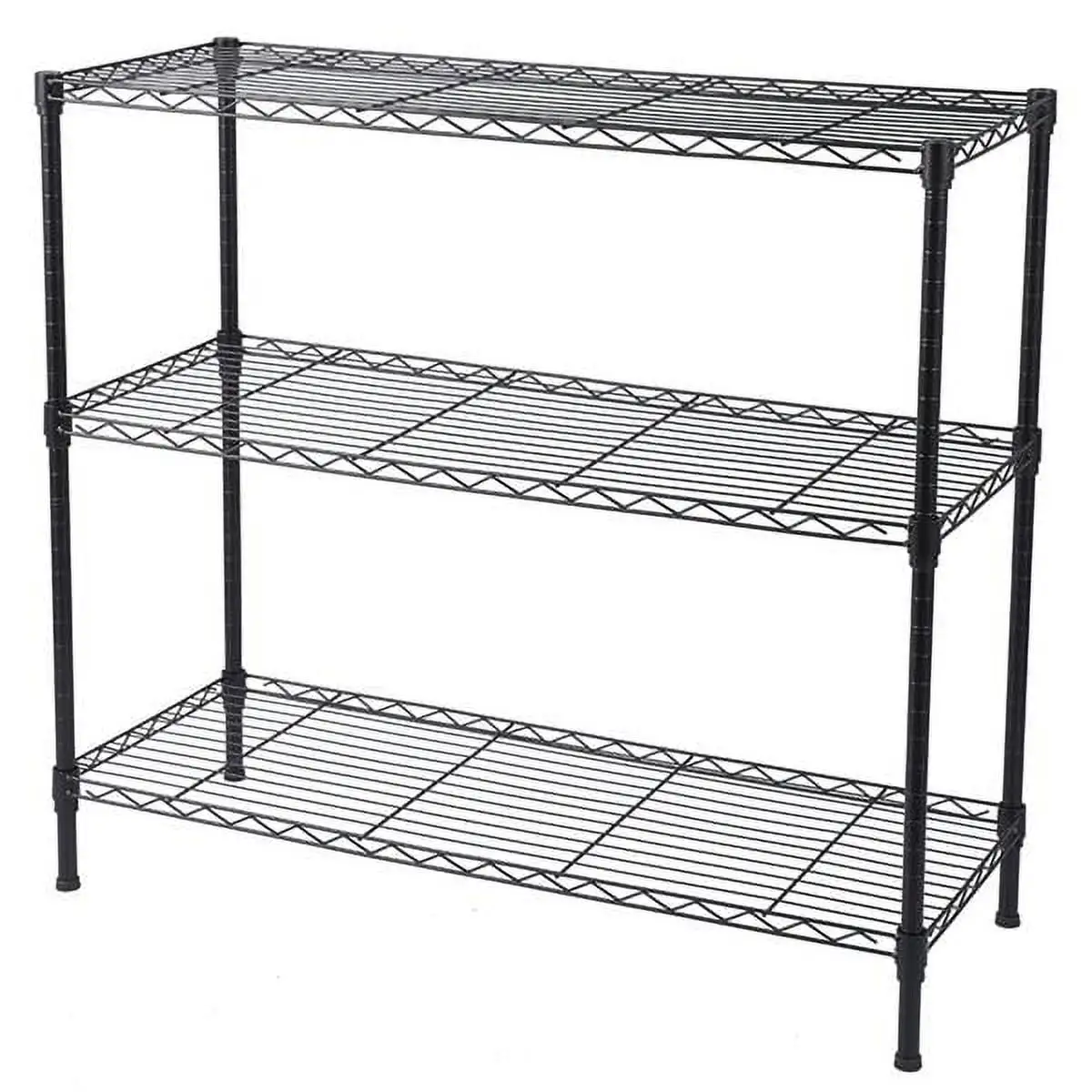 3-Shelf Storage Wire Shelves Heavy Duty 3 Tiers Standing Shelving Units Adjustable Metal Organizer Wire Rack. Black