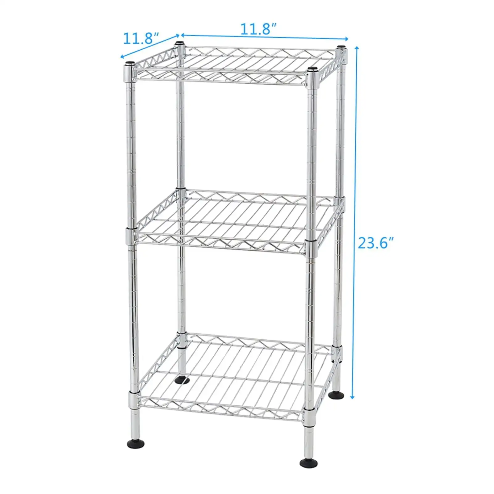 3-Tier Adjustable Wire Rack Heavy Duty Storage Organizer Shelving Unit Chrome