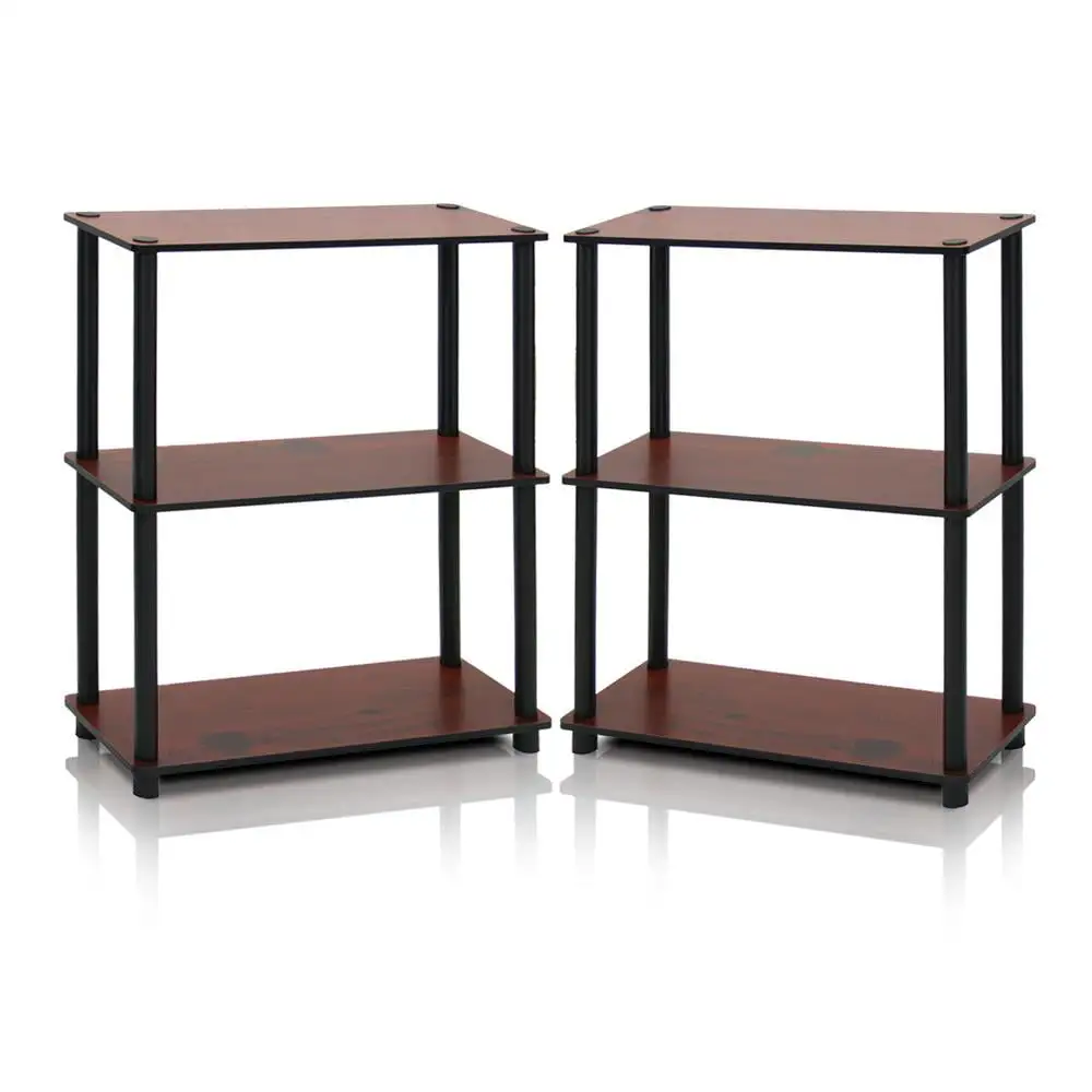 3-Tier Compact Multipurpose Shelf Display Rack. Dark Cherry. Set of 2