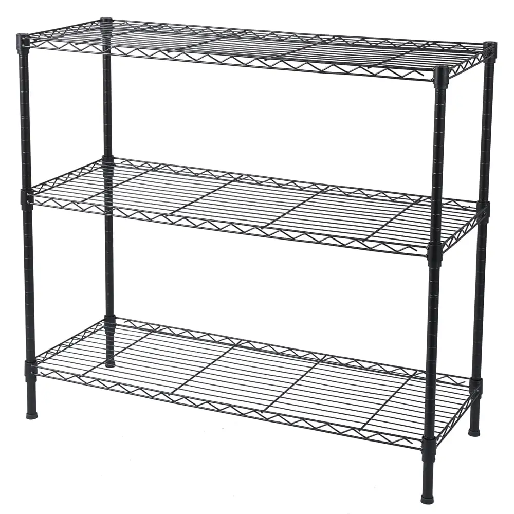 3-Tier Heavy Duty Adjustable Shelving Unit Black