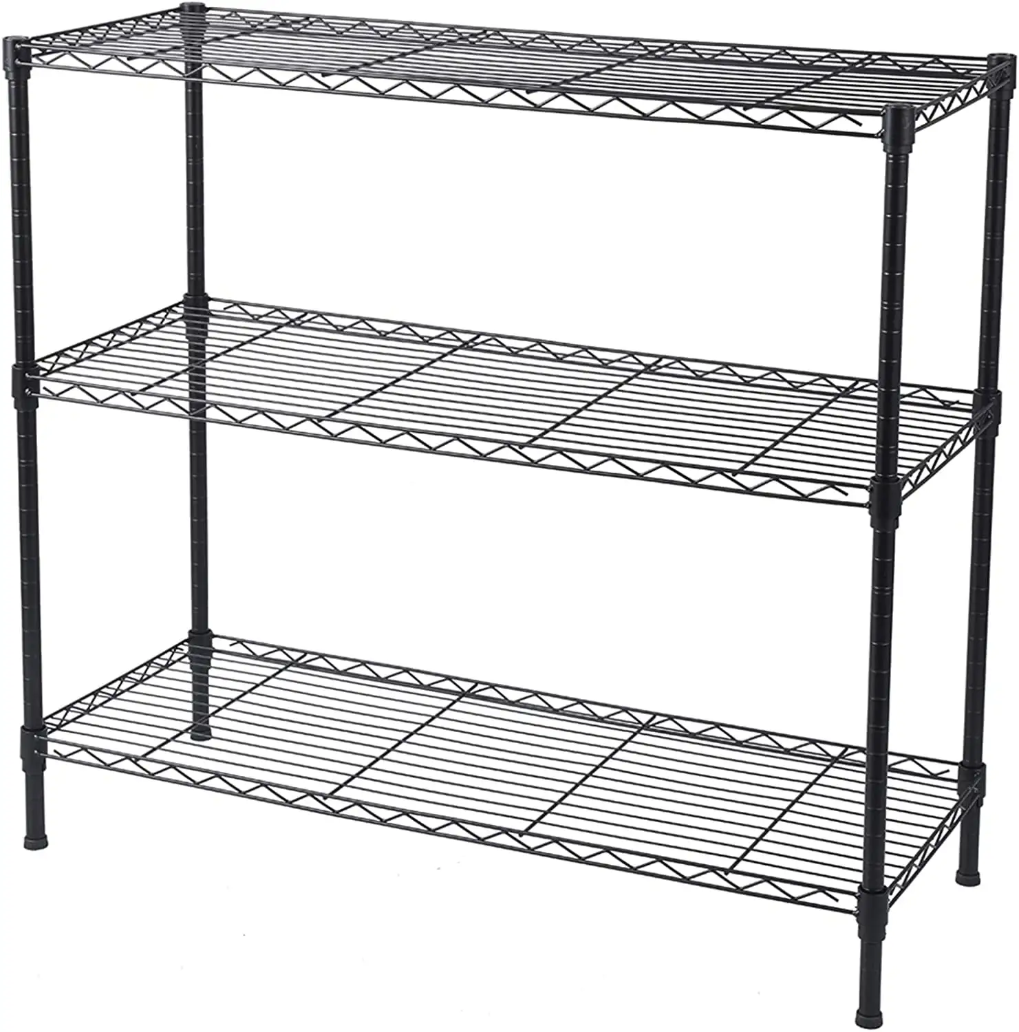 3-Tier Industrial Heavy Duty Storage Shelving Unit. Open Design Closet Organizers and Storage Metal Standing Shelves. for Home Office Garage Kitchen Bathroom 35.43 x 13.78 x 31.50. Black