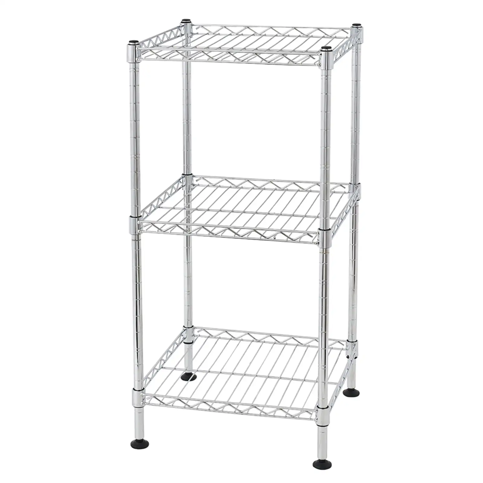 3-Tier Metal Wire Storage Shelving Rack with Baskets.Corner Shelf Organizer for Laundry Bathroom Kitchen Pantry Closet Garage Tool Storage