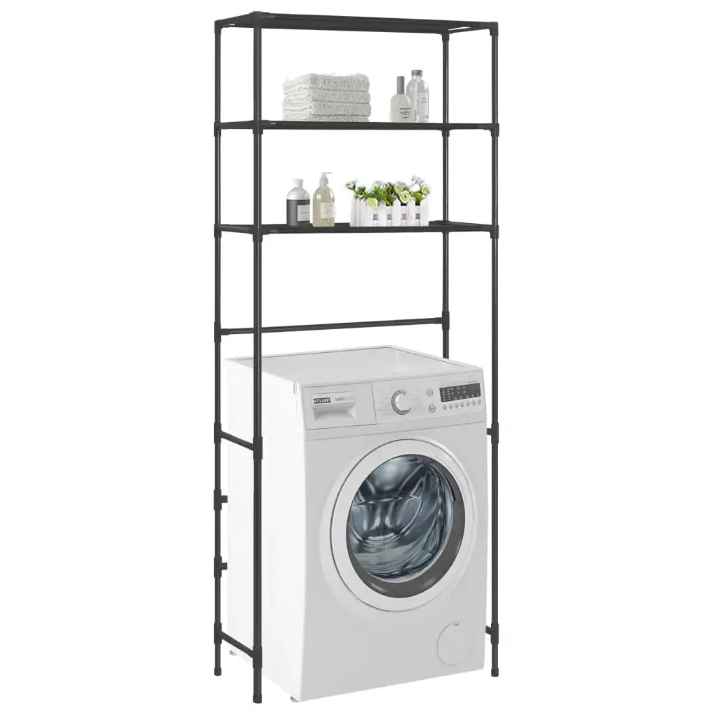 3 Tier Shelving Unit Wire Shelf Metal Large Storage Shelves over Laundry Machine Heavy Duty Height Adjustable Commercial Grade Steel Utility Layer Shelf Rack Organizer -27.2x11x66.5.Black