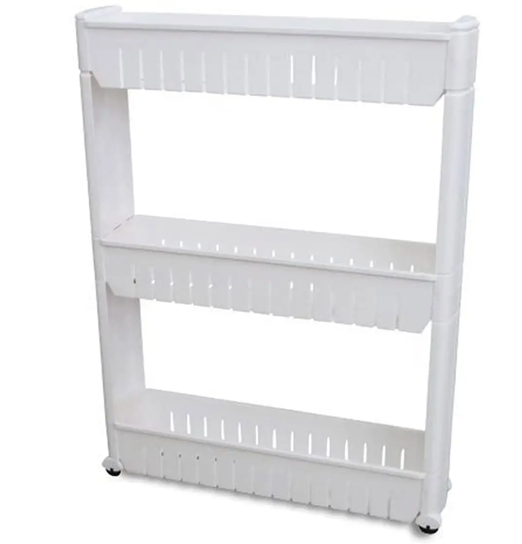 3 Tier Slide Out Storage Tower Rack Shelf with Wheels for Kitchen Bathroom Narrow Spaces