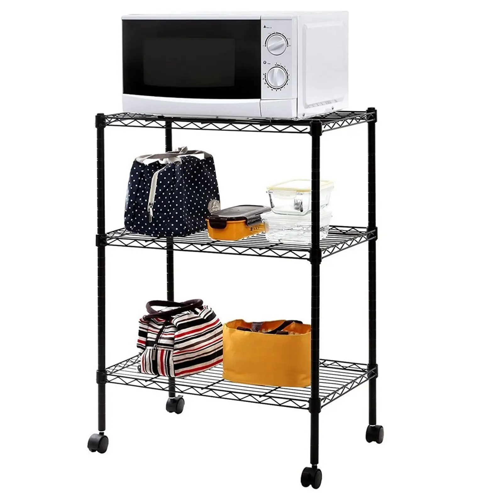 3 Tier Storage Shelf Unit. HOMLIXRY Storage Shelves Floor Standing Iron Storage Rack Bookcase Vintage Industrial Bookshelf Rack Organizer 550lbs Capacity w/ 1.5 Plastic Wheels. 23.6Lx13.8Wx33.5H