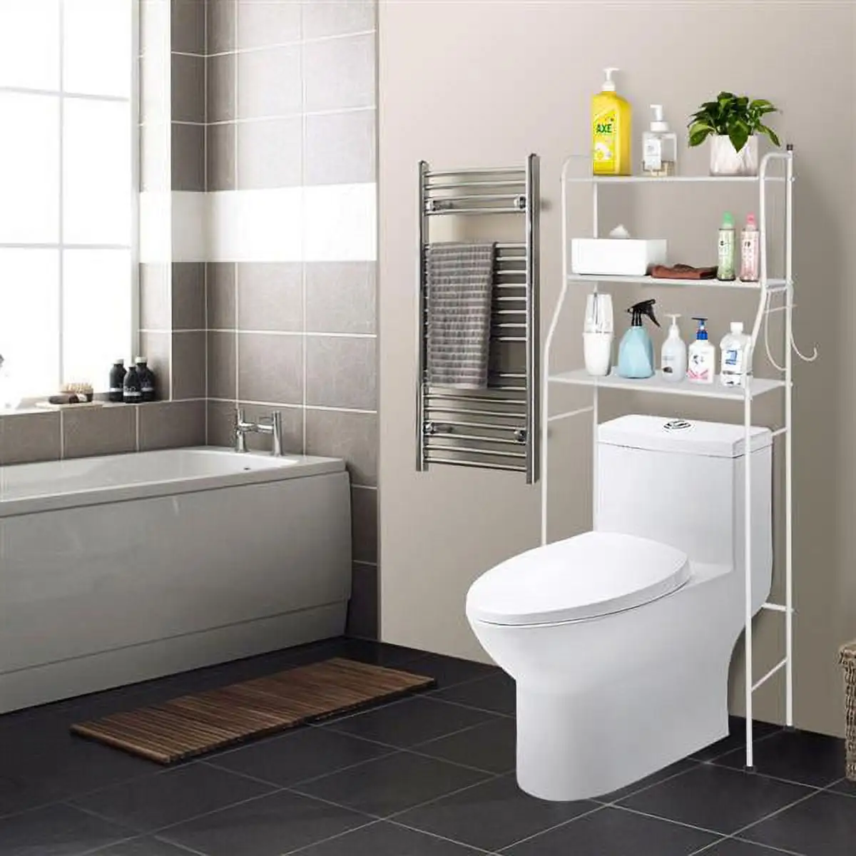 3-Tier The Toilet Bathroom Rack White