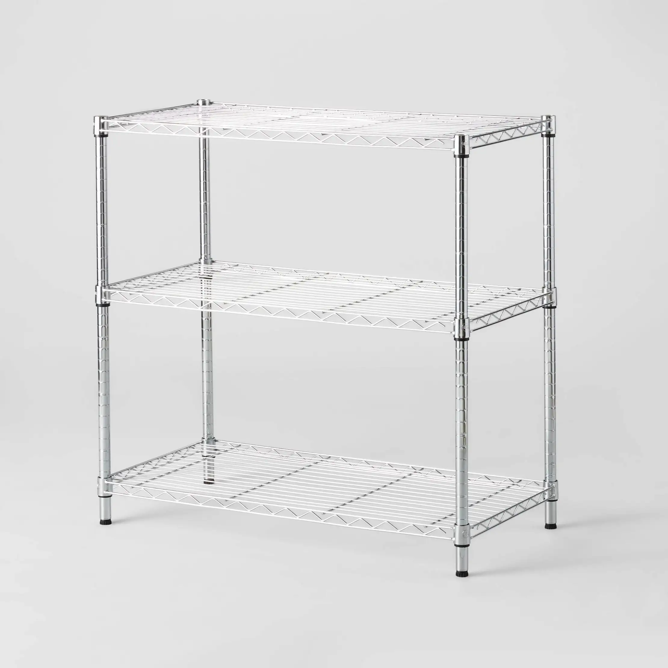 3 Tier Wide Wire Shelving Chrome -