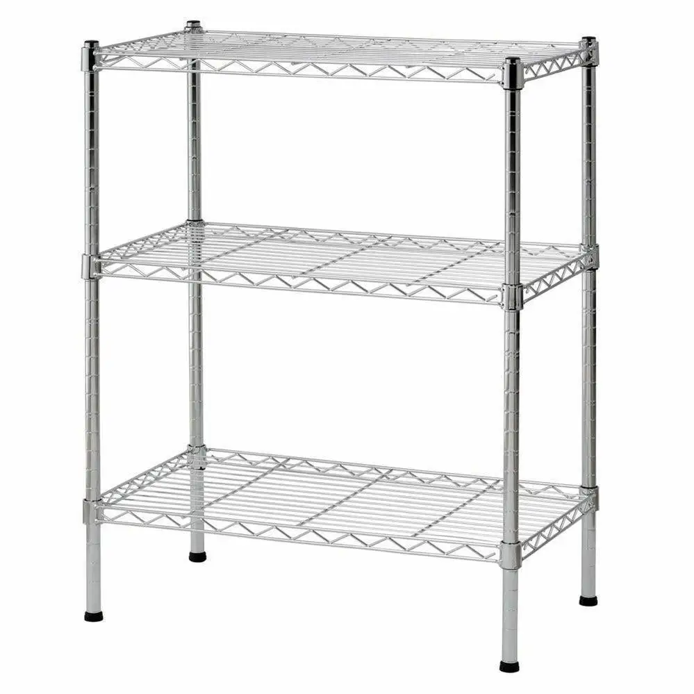 3 Tier Wire Shelving Rack Shelf Adjustable Unit Garage Storage Organizer Home