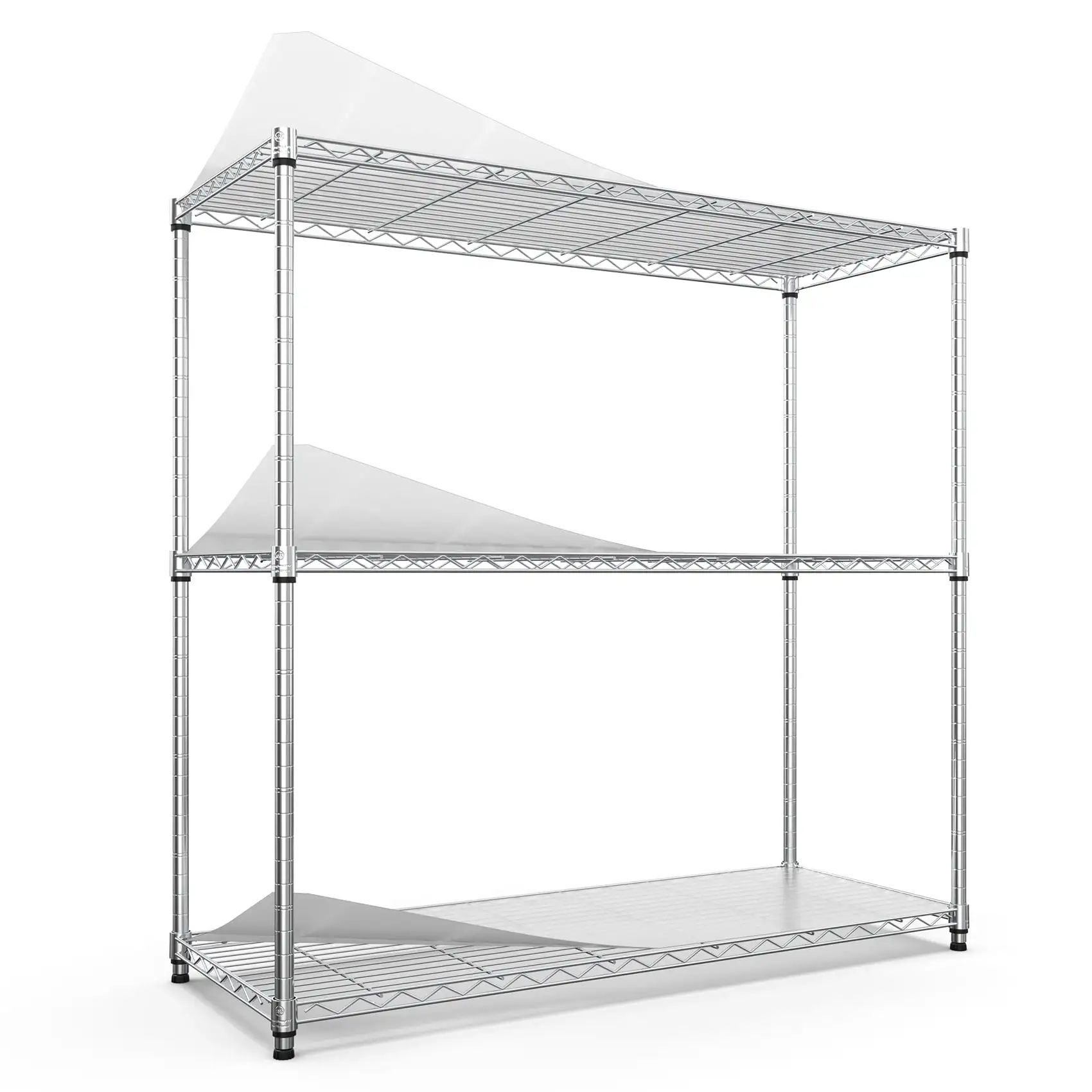 3-Tier Wire Shelving Unit - Heavy Duty 1050 LBS NSF Metal Garage Storage Shelves. Sturdy Storage Wire Rack for Organizing-Chrome