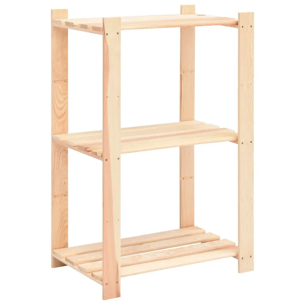 3-Tier Wooden Multipurpose Shelf Display Rack 23.6x15x35.4. Garage Storage. Boltless Assembly Solid Pinewood 330.7 lb