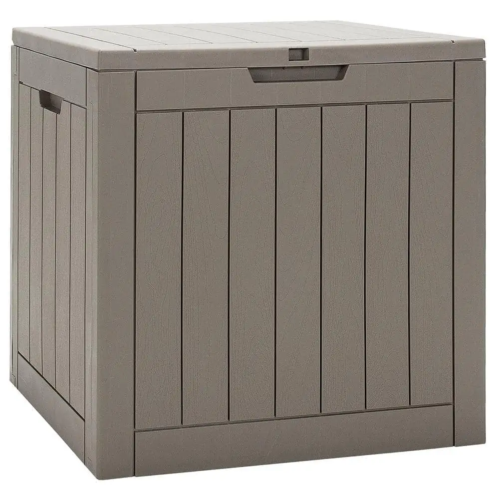 30 Gal. Deck Storage Box in Brown Container Seating Tools Organization Deliveries