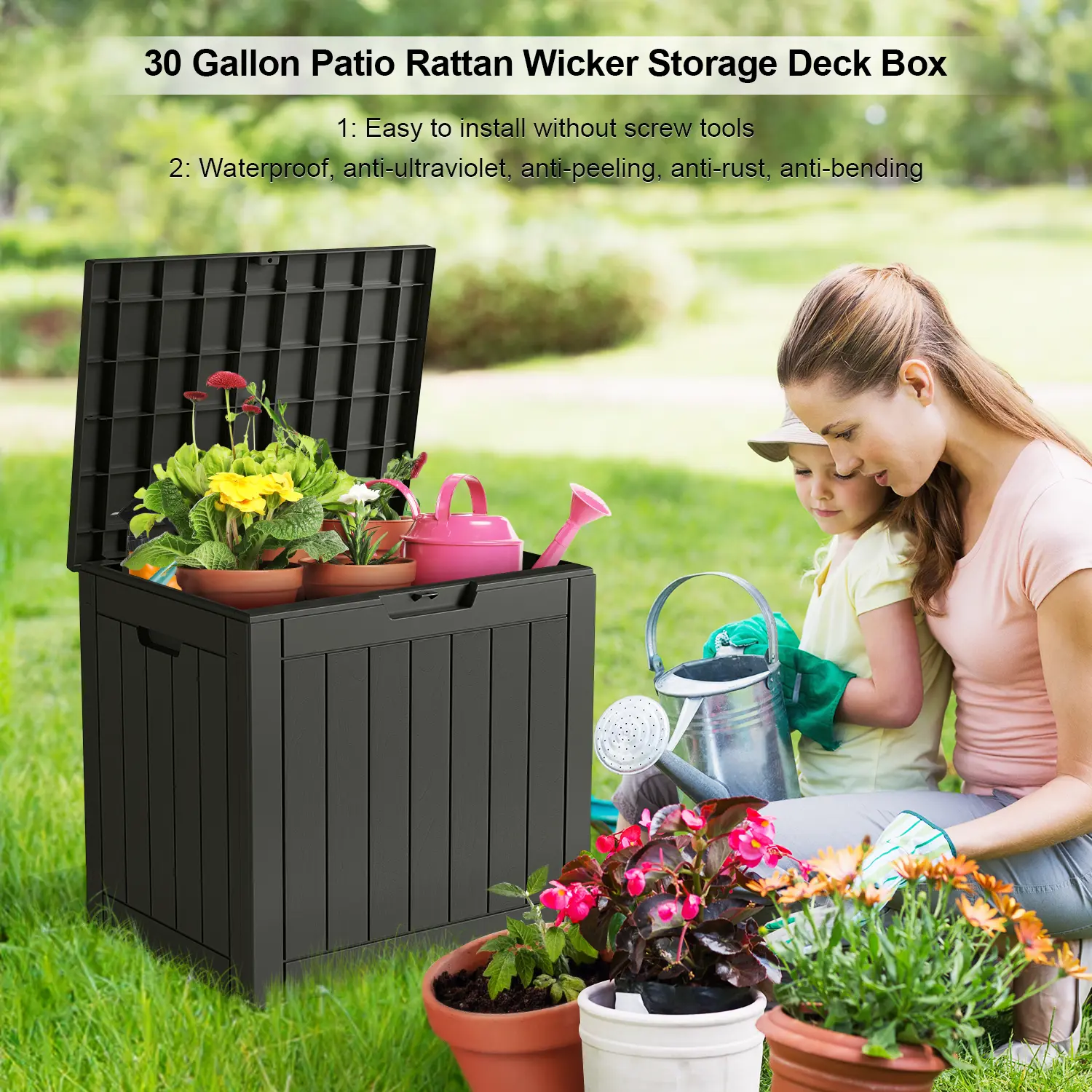 30 Gallon Deck Box for Outdoor Storage Waterproof Perfect for Patio Furniture. Cushions.Toys