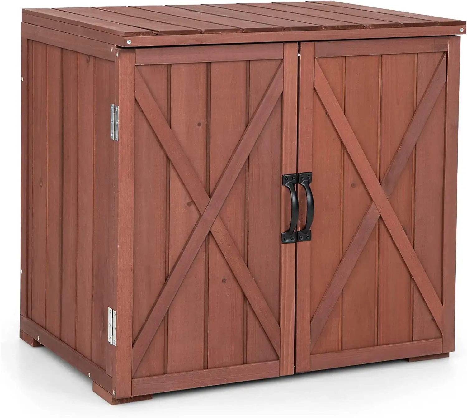 30 Outdoor Storage Box. Wooden Storage Deck Box W/Spacious Inner Space & Countertop. Tool Storage Cabinet for Backyard Garden Porch. Easy Assembly. 30 x 22 x 28.5 (Brown)