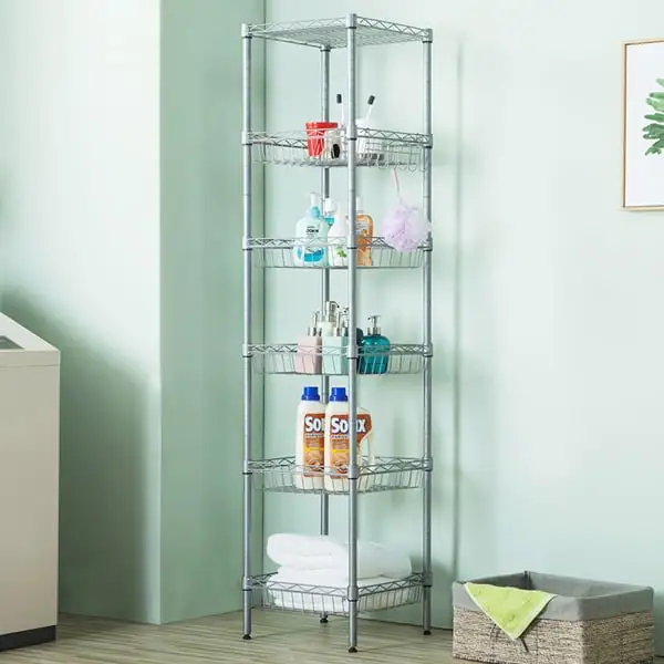 EASTIN Concise 6 Layers Carbon Steel & PP Storage Rack Silver Gray