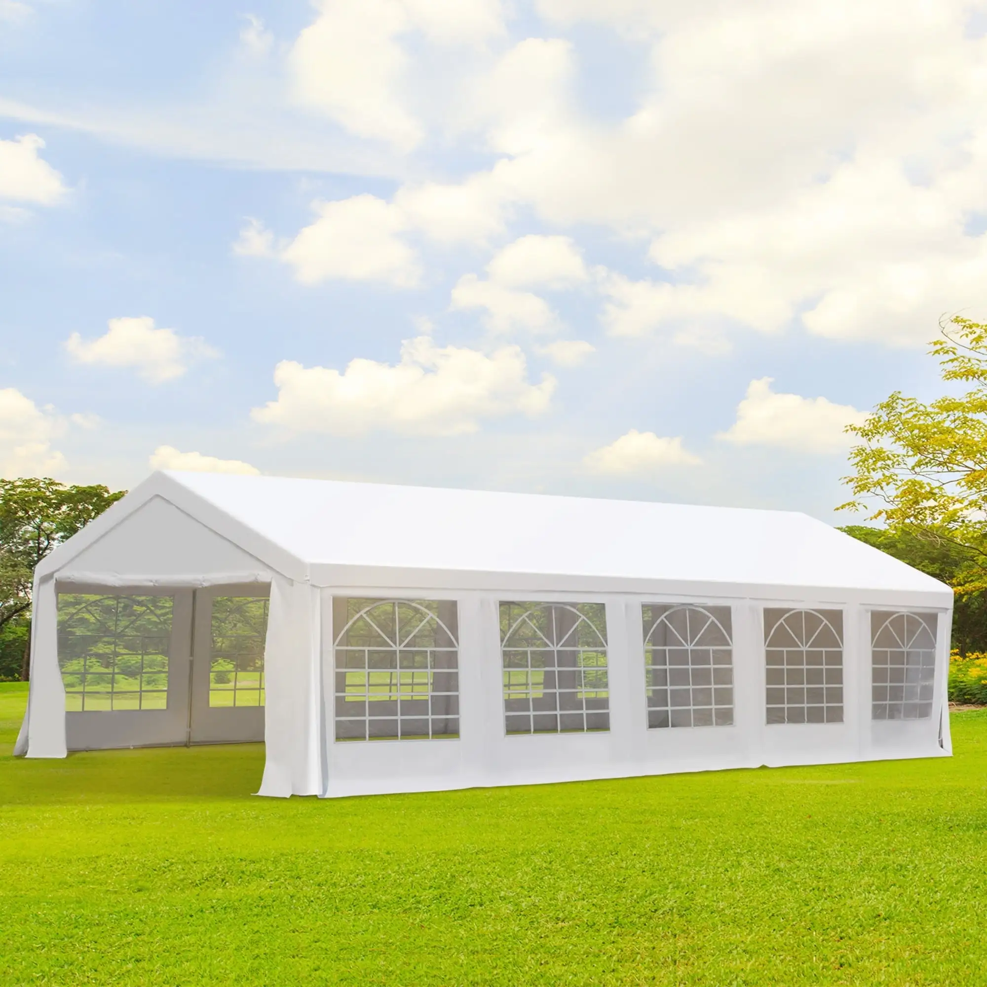 32'x16' Heavy Duty Outdoor Carport Canopy Wedding Party Tent Gazebo Garage White