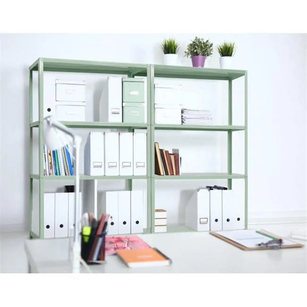 35.4 x 12 x 68 in. Light Green 5-Tier Freestanding Decorative Shelving Unit