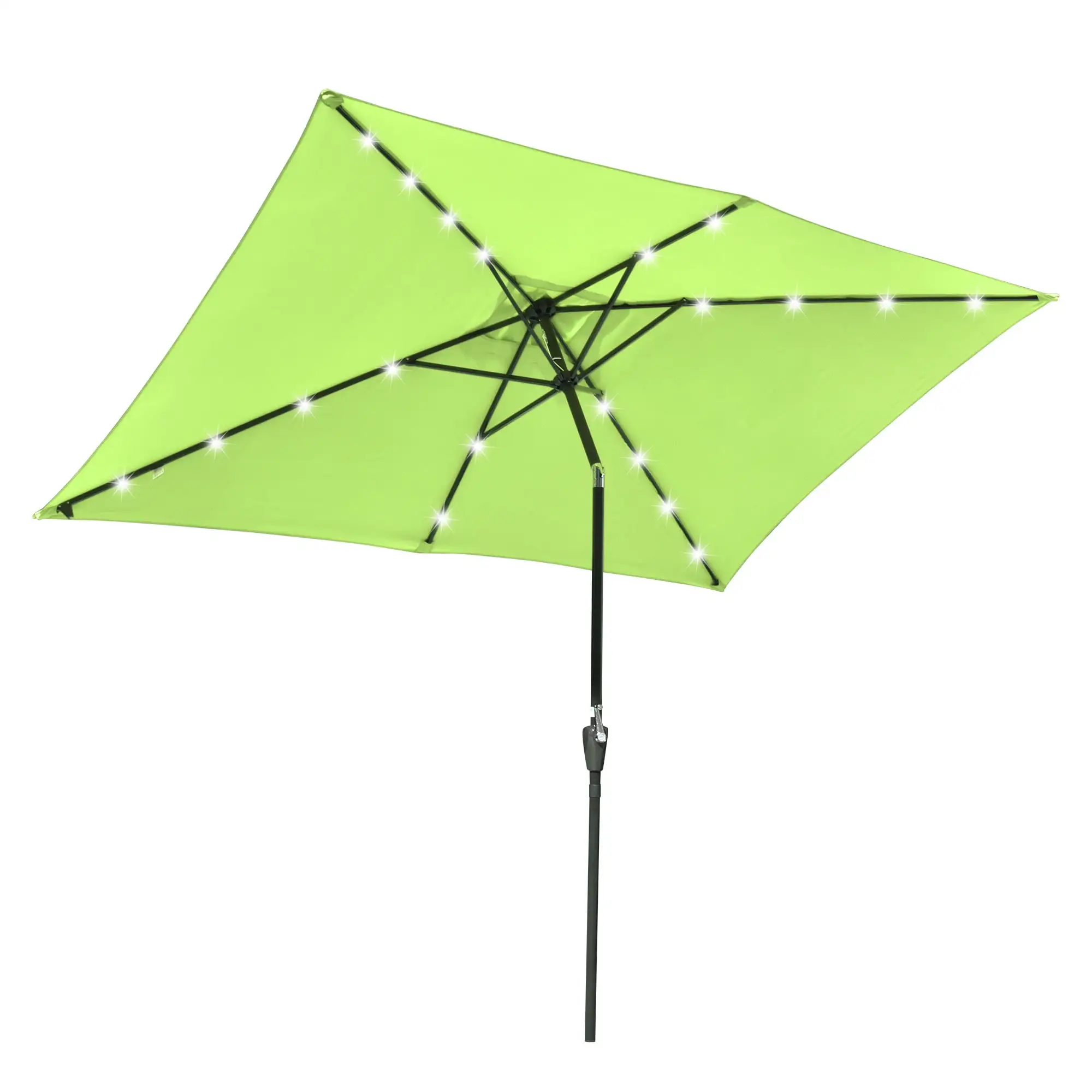 Wellstock 10x6.5ft Aluminum Patio Umbrella w/ 20 LEDs