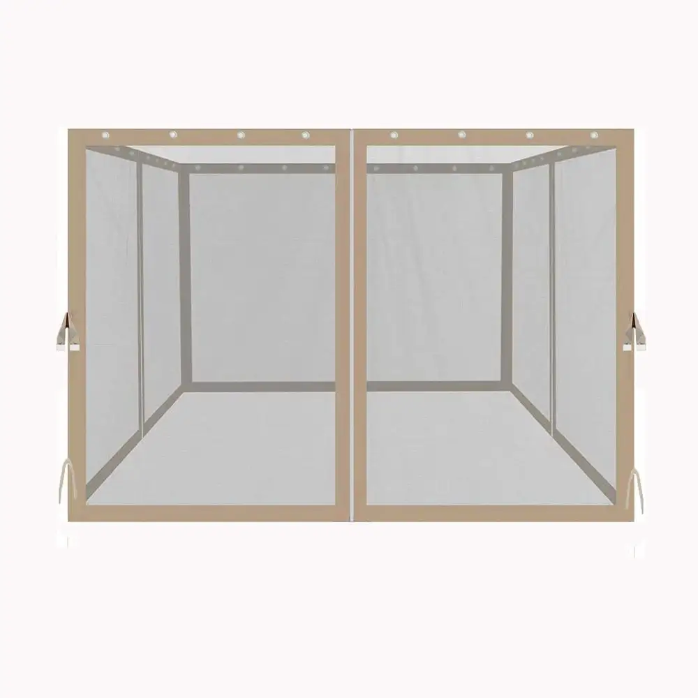 Tcbosik Universal 10 x 10 Gazebo Replacement Mosquito Netting. 4-Panel Netting Walls for Patio with Zippers (Beige)