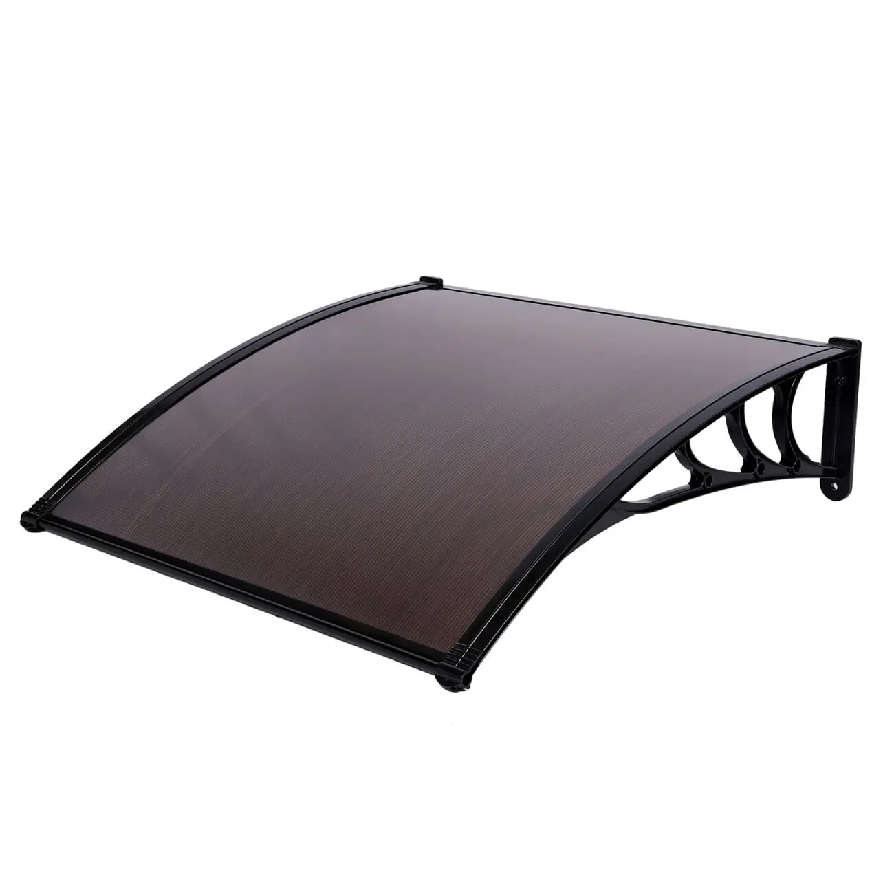 39.8'' x 35.4'' Household Application Window Door Awning Canopy with Black Holder. Brown Board and Modern Polycarbonate Cover for Outdoor. Front Door and Patio. Weatherproof