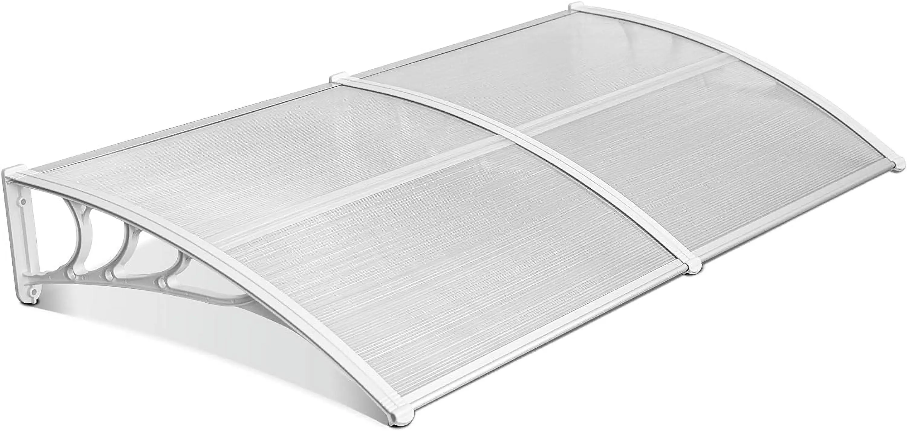 39 x 78 inch Window Awning Outdoor Polycarbonate Front Door S Cover Garden Canopy 6055-4080 (40??80) (Solid White Bracket/Clear Board)