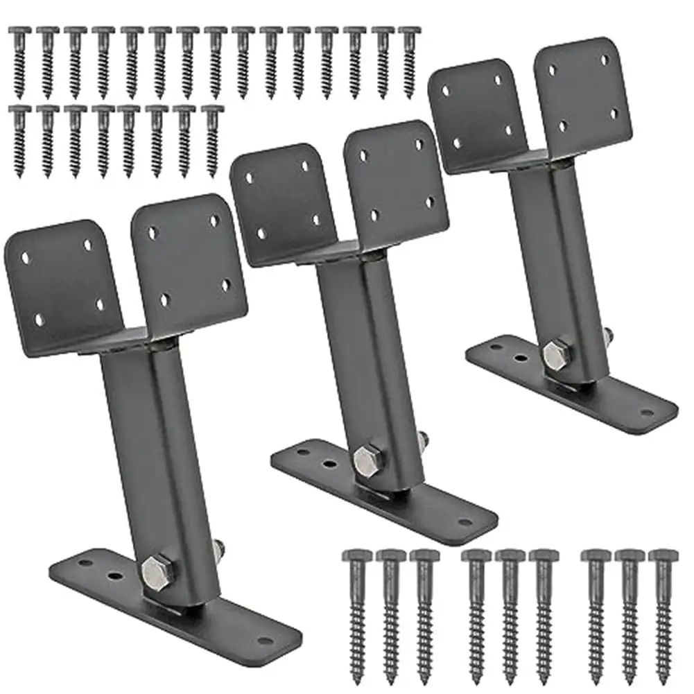 3Pack 3.6IN Saddle Stainless Steel Adjustable Angle Roof Riser for Wood Patio Pergola. Fit 4??4 and 4??6 Wood Beam. Black Finish