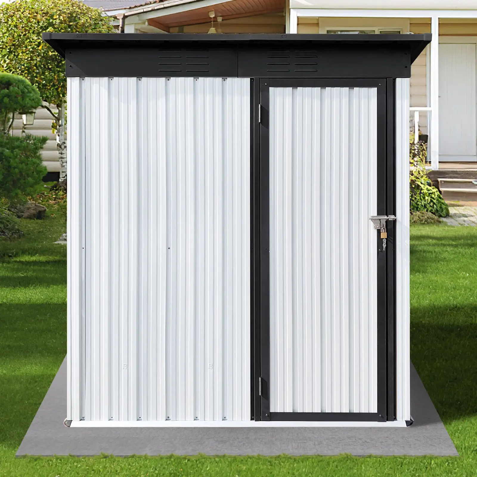 3x5ft Sheds and Outdoor Storage. SESSLIFE Metal Storage Shed with Single Lockable Door for Lawnmower. Garden Tools. Bike and Garbage Can. Waterproof Outdoor Storage Cabinet. TE2551