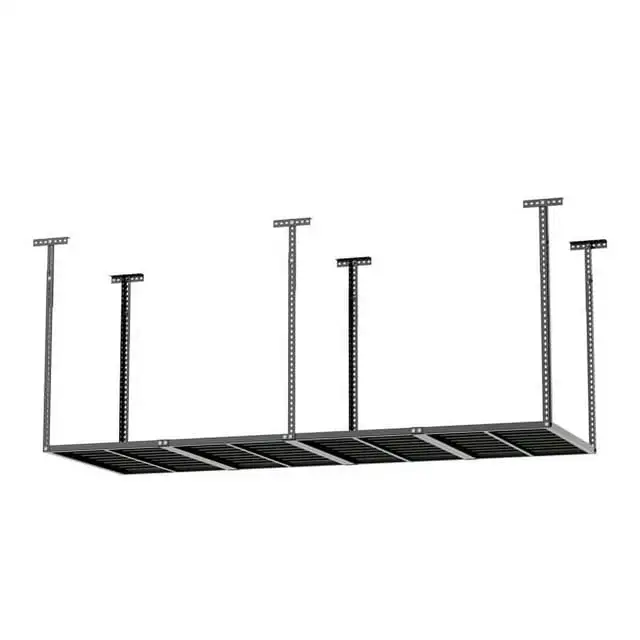 3x8 Overhead Garage Storage Rack. Heavy Duty Adjustable Ceiling Mounted Storage Racks. 750LBS Weight Capacity. Black