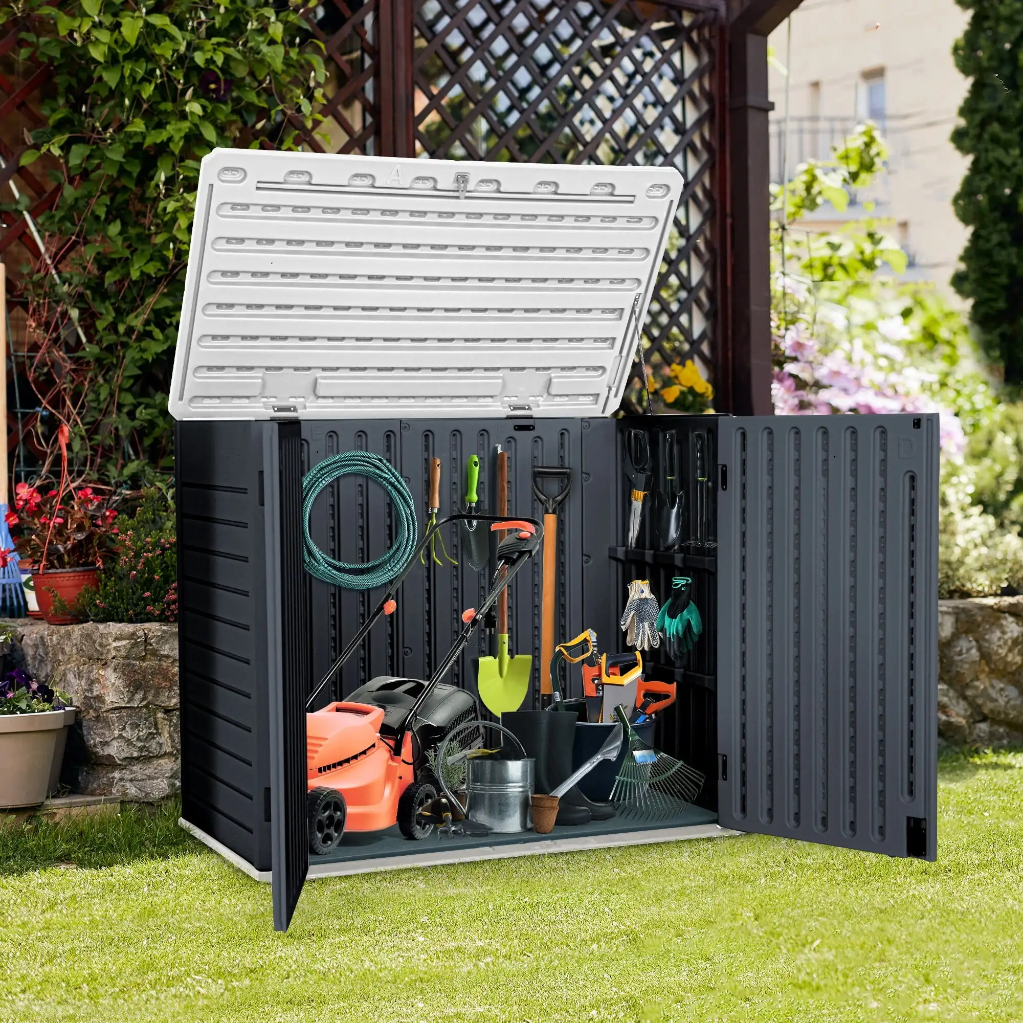 4.25 ft. W x 2.4 ft. D Resin Storage Shed dark gray