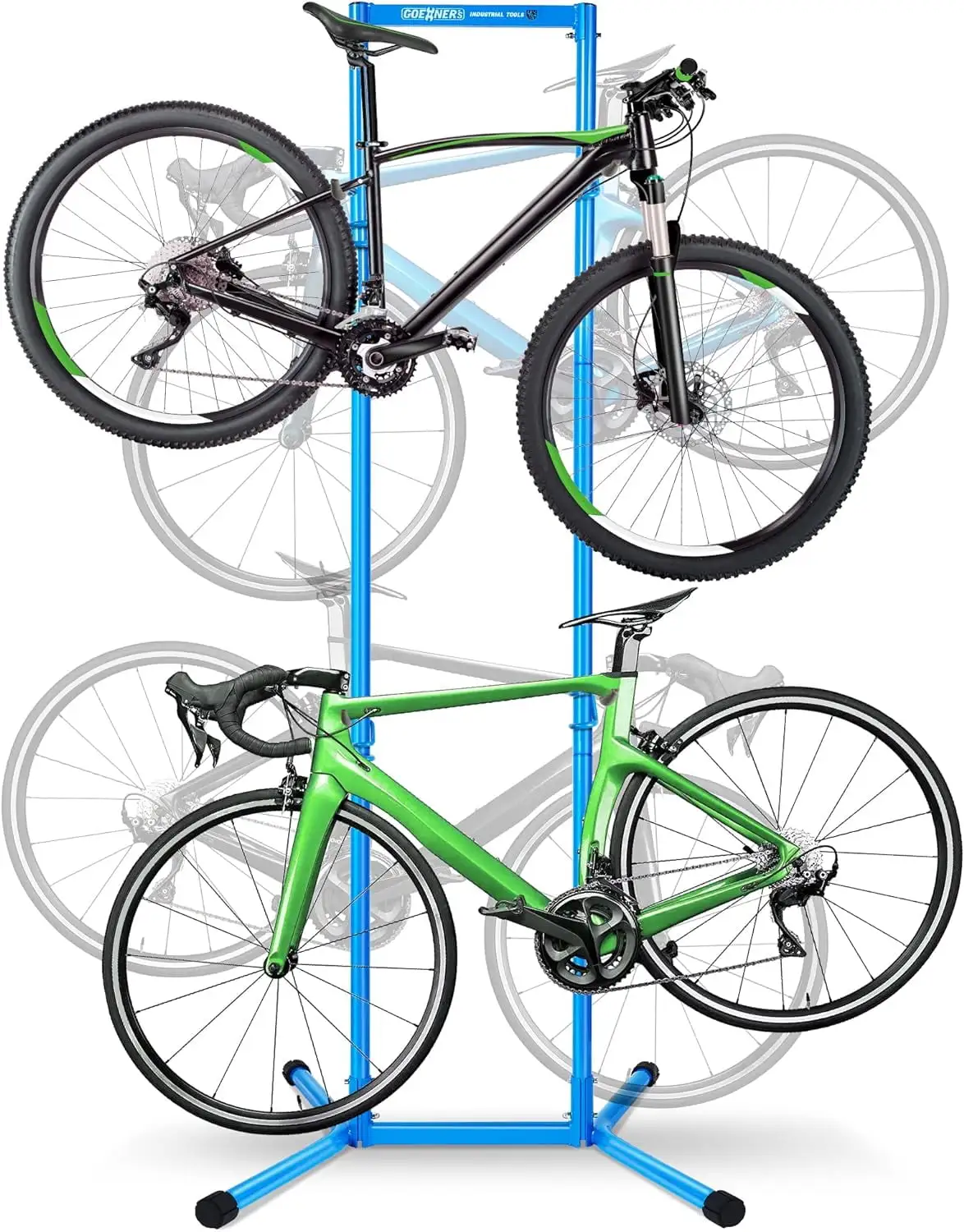 4 Bike Storage Rack Garage(Max 240lbs). Freestanding Gravity Bicycle Rack with Fully Adjustable Arms. Drill-free. Vertical Bike Floor Stand for Indoor Storage. Suitable for Any Bike Styles