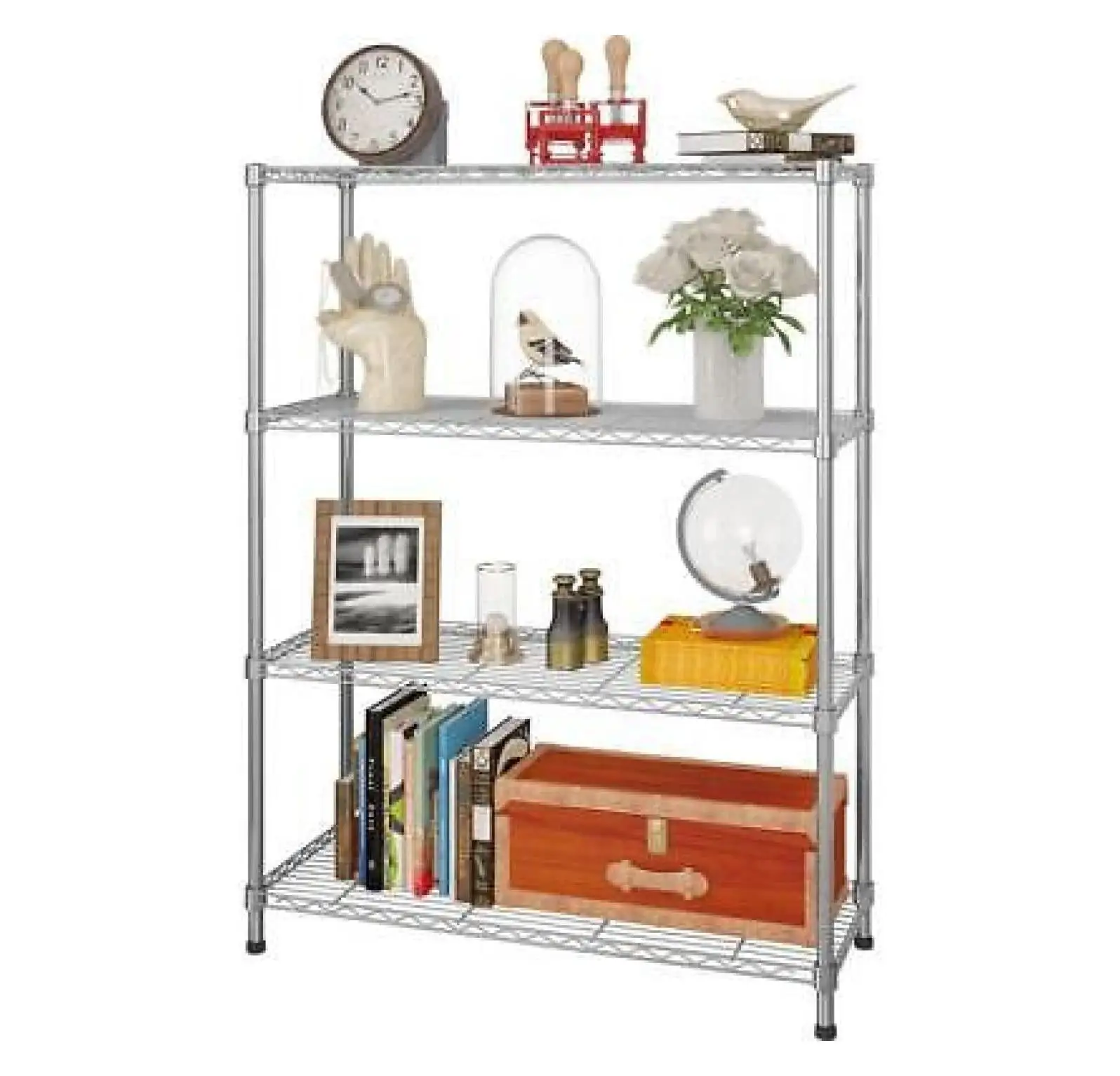 4 Layer 47x36x14 Wire Shelving Metal Shelf Kitchen Adjustable Garage Storage