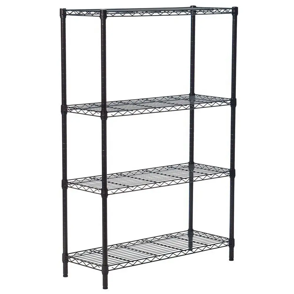 4 Layer Plastic Coated Iron Shelf Black 35'' x 14'' x 55'' Kitmax Brand