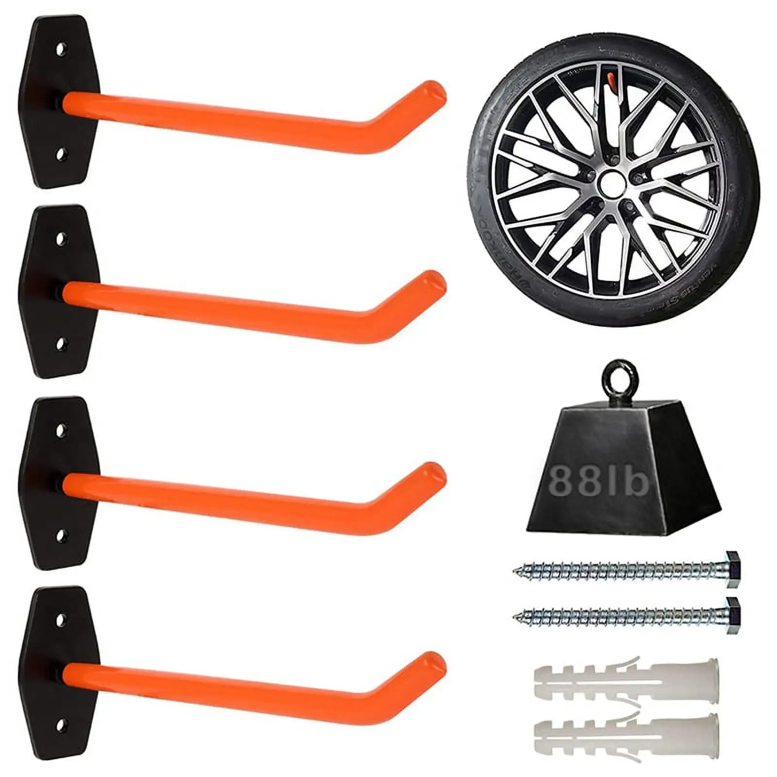 4 PCS Garage Hooks Heavy Duty Wall Mount.Tire System with Anti- Coating. Heavy for Bikes.