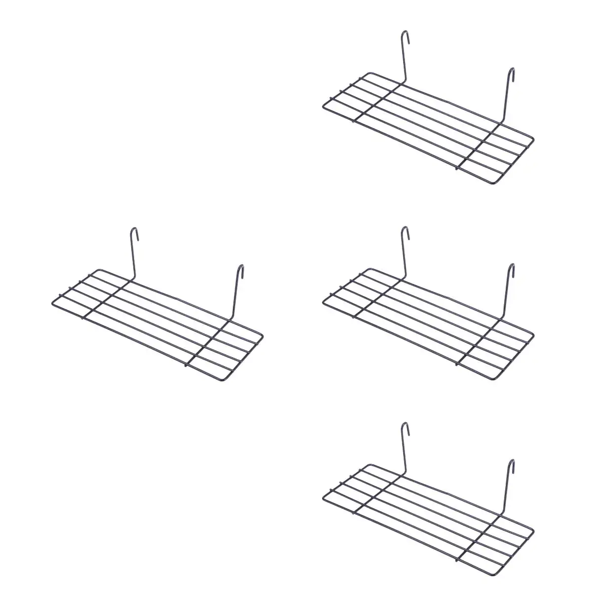 Eease 4pcs Black Wire Storage Basket Rack Shelf for Grid Panel Display 25x10cm