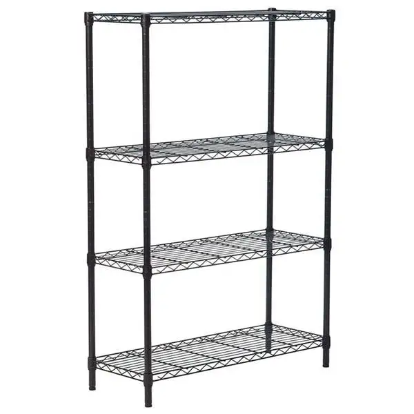 4-Shelf Adjustable Heavy Duty Storage Shelving Unit Display Rack. Black