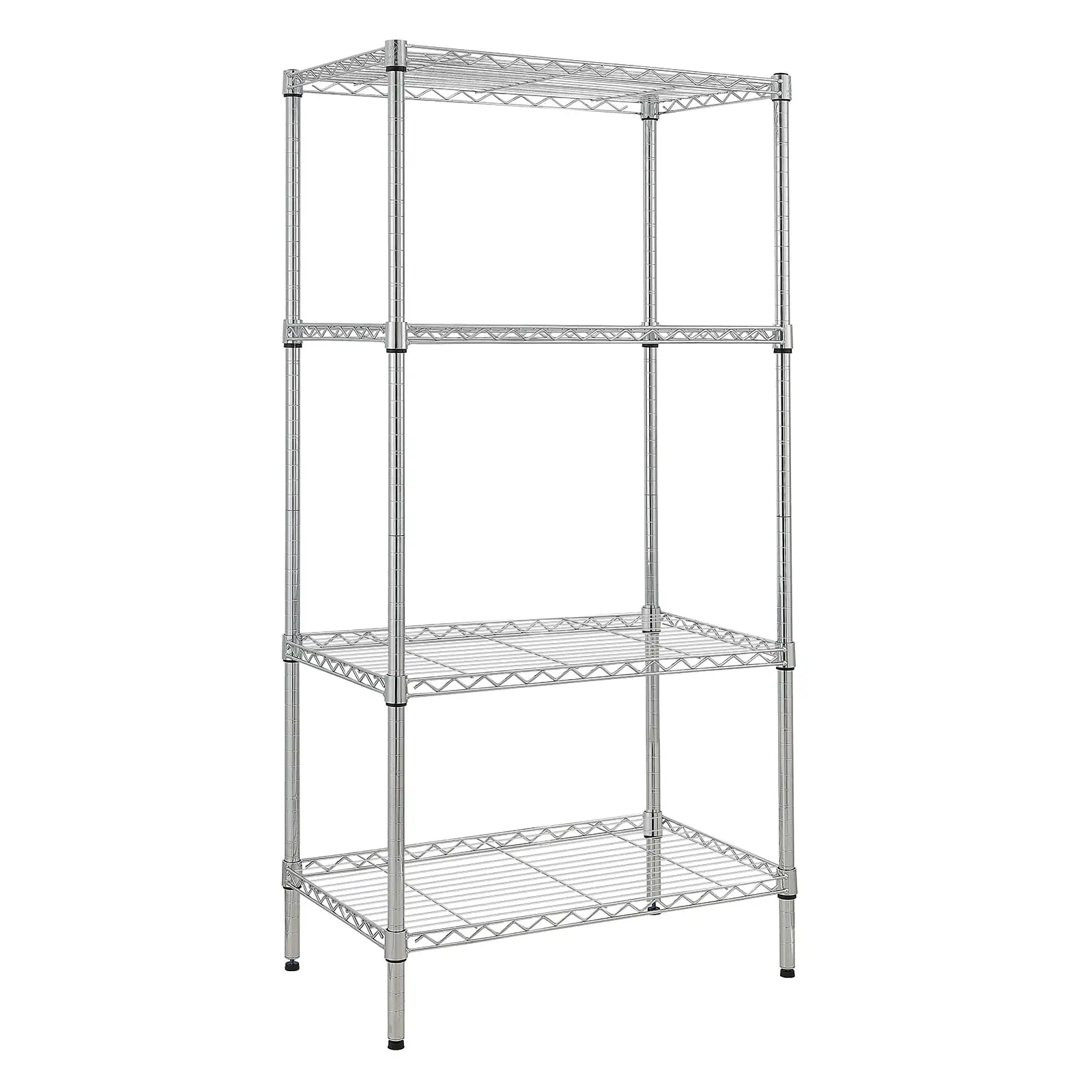 4-Shelf Adjustable. Heavy Duty Storage Shelving Unit. Steel Organizer Wire Rack. Chrome