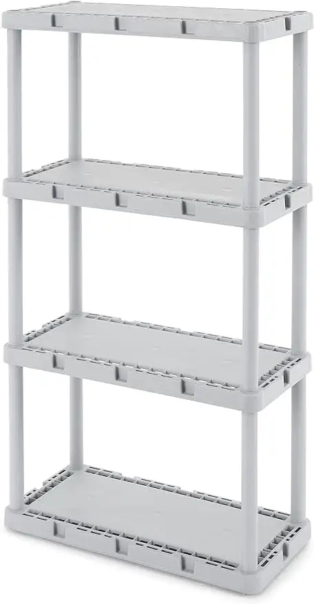 4 Shelf Knect-A-Shelf Solid Light Duty Storage Unit 12 x 24 x 48 Organizer for Home. Garage. Basement & Laundry. Grey